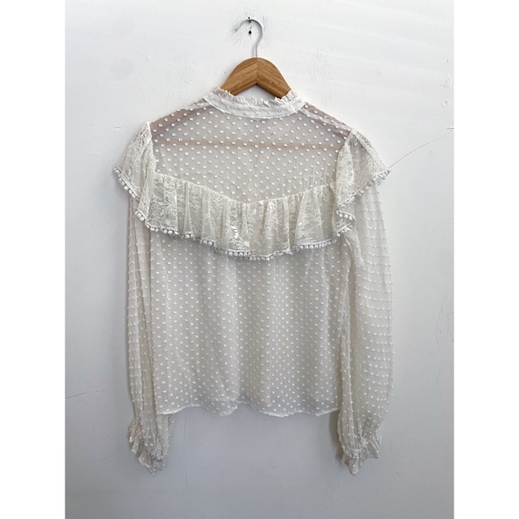 Love Shack Fancy Silk Sheer Blouse Small - Picture 8 of 9